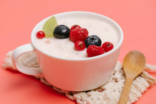 greek yoghurt garnished with berries