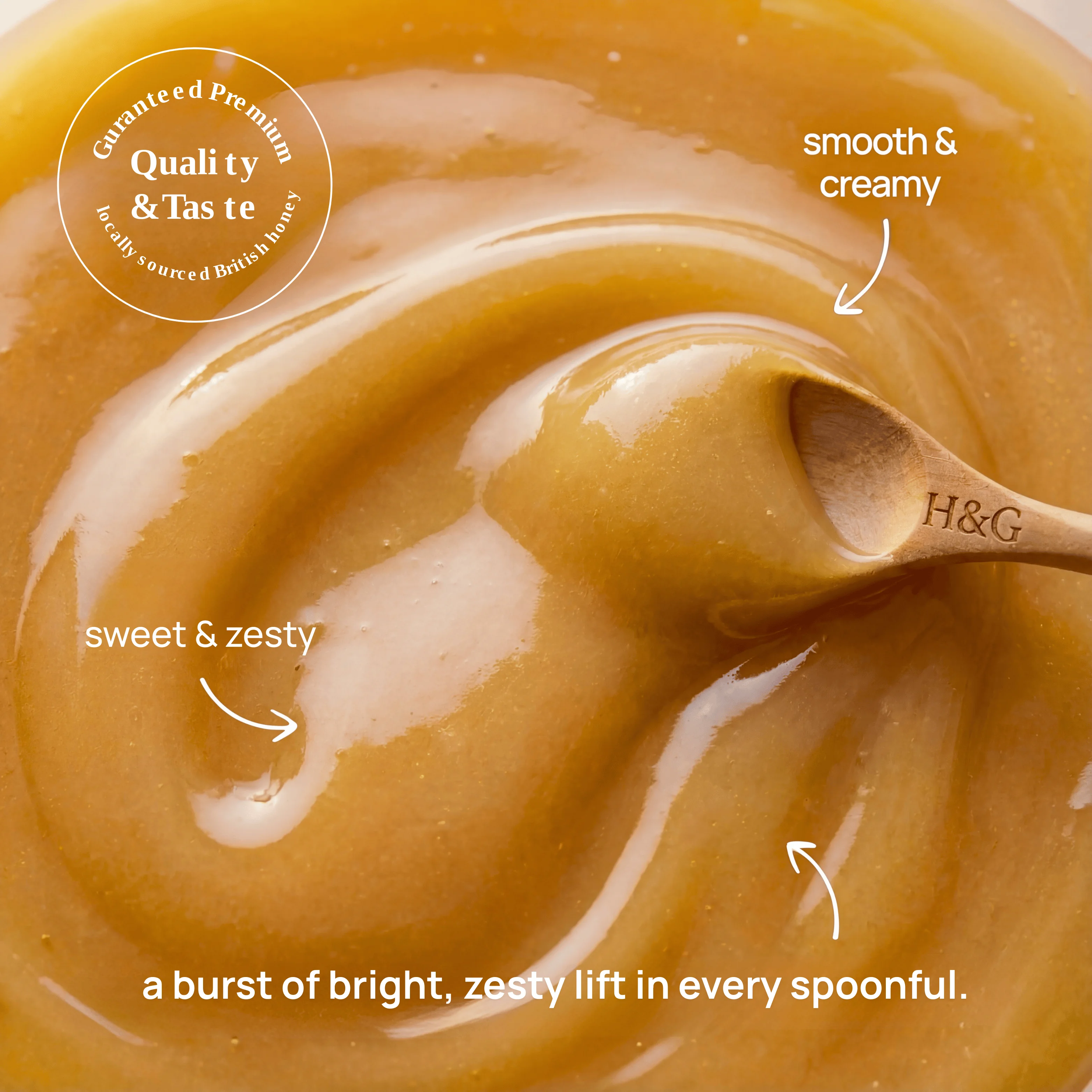 Sweet, zesty refreshment, honey texture