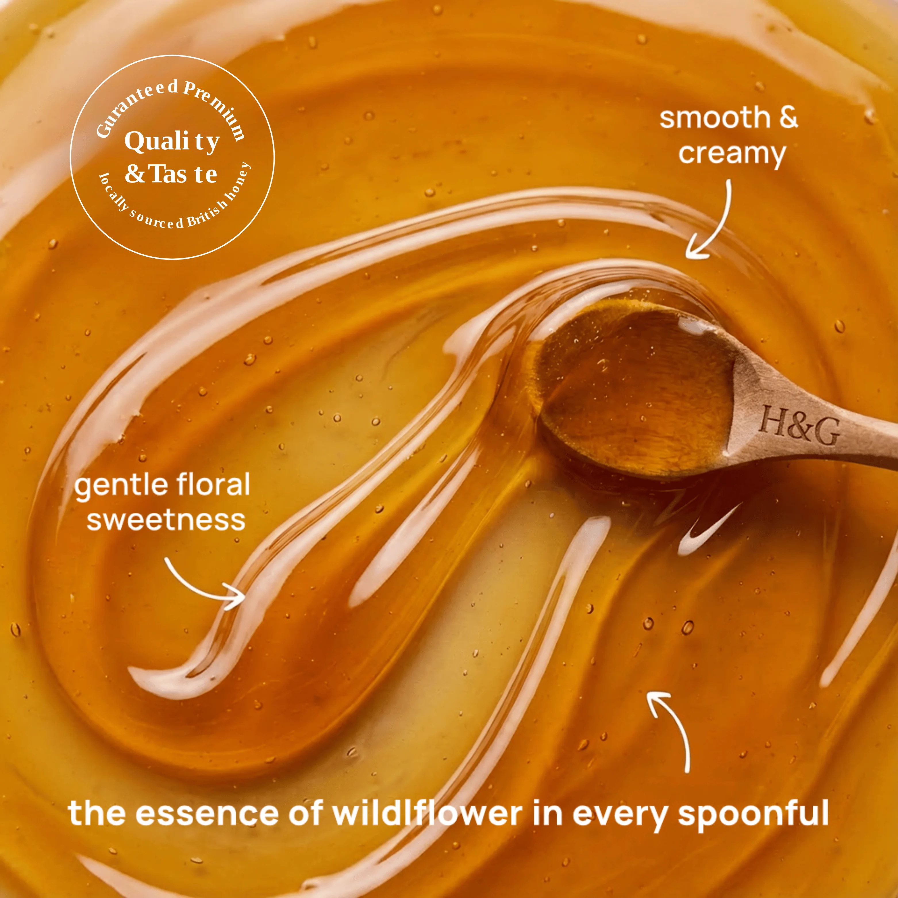 Gentle floral sweetness, honey texture